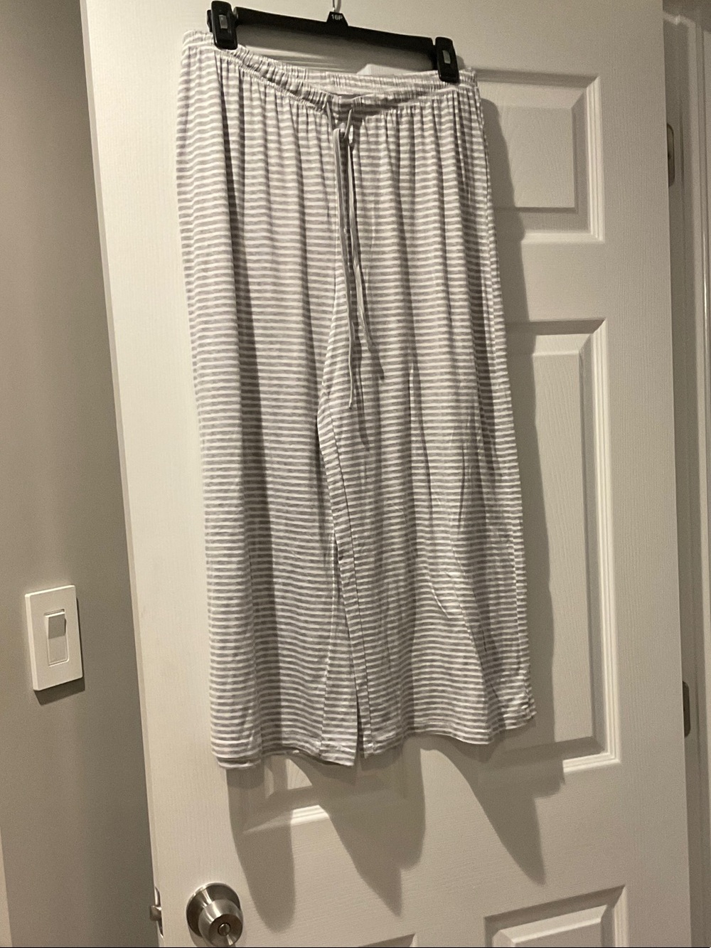 Cozy Striped Drawstring Lounge Pants - White & Light Gray